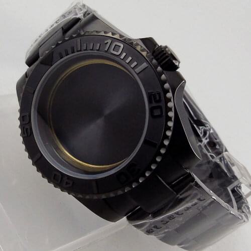 40MM Accessories Parts Sapphire Glass Brushed Ceramic Bezel PVD Coated Strap Watch Case Fit NH35 NH36 Movement