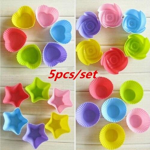5 PCS/Set Silicone Cupcake Baking Molds Cup Set Kitchen Craft Tool Bakeware Pastry Tools Cake Mold