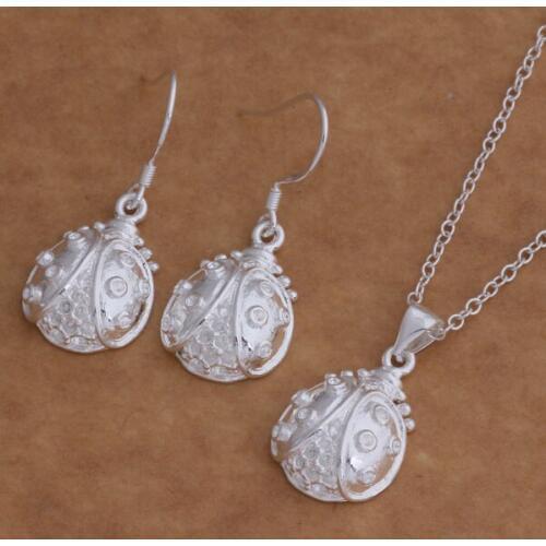 AS009 Hot Silver Color Gift Lady Girl Popular Jewelry Sets Earring 044 + Necklace 028 /djfamama Bczajuga