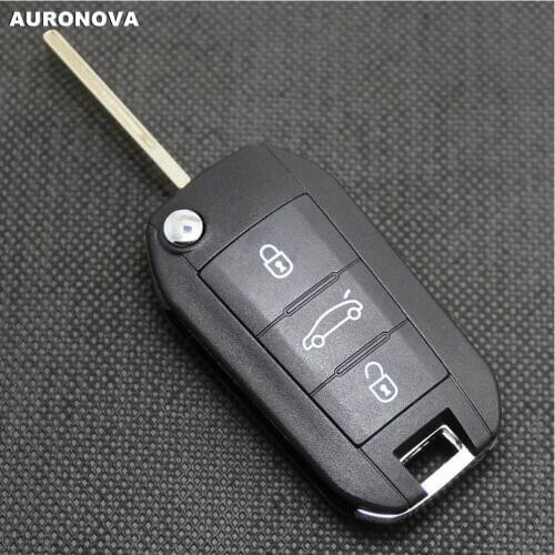 AURONOVA Upgrade Folding Key Shell for PEUGEOT 208 2008 301 308 508 Hella 3 Button HU83 Blade Remote Car Key Fob Shell Case