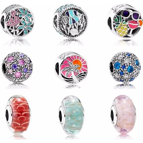 NEW The sea Paragraph Charms Bead Fit Bracelets 100% 925 Sterling Silver Glass beads DIY bracelet The factory wholesale
