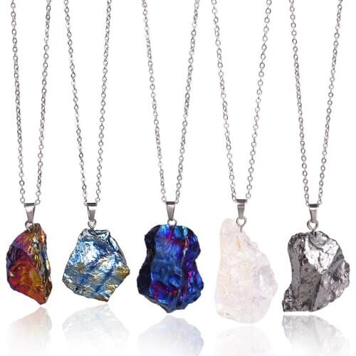 High Grad Geometric Irregular Natural Stone plated dazzle color plating for Women Pendant Chain health lucky Necklace Jewelry