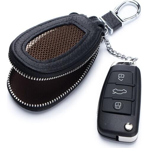 New Exquisite Sewing Workmanship 9 Colors Option High Grade Hardware Mesh Window Design Genuine Cowhide Leather Car Key Case
