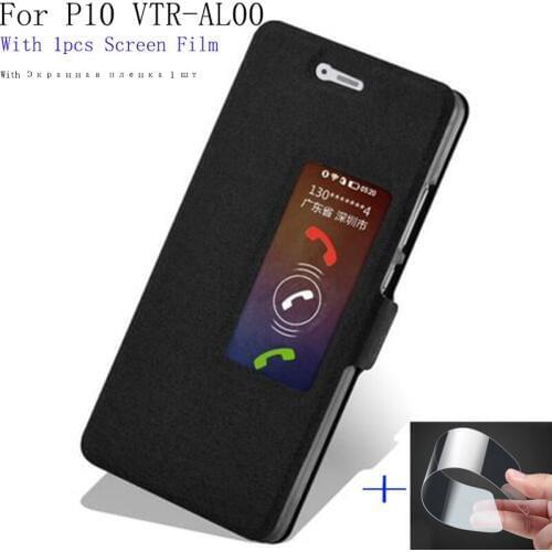 2PCS Case For Huawei P10 phone Case cover Smart View Window PU Leather shell For Huawei P 10 VTR-AL00 Flip case back cover