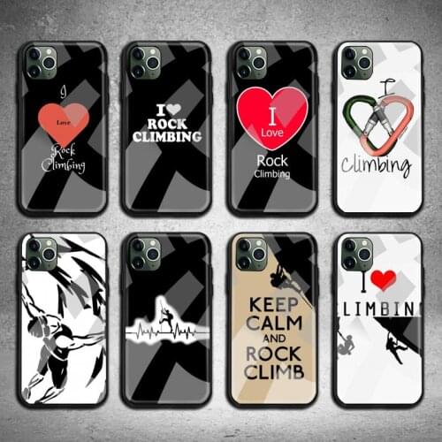 I love rock climbing Phone Case Tempered Glass For iPhone 12 11 Pro Max Mini XR XS MAX 8 X 7 6S 6 Plus SE 2020 cover