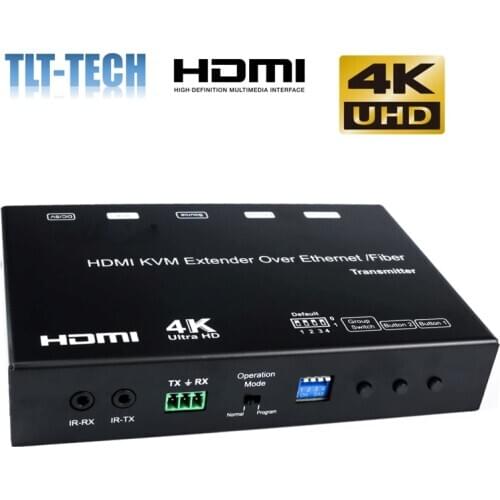 Digital 4K HDMI USB KVM Extender/Matrix Extender Over Single Cat5e/6 Cable up to 390ft / Optical Fiber up 37 Mile KVM Extender