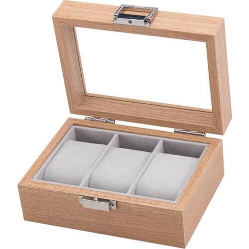 Wooden Watch Box Organizer Storage for Clock Watches Display Case Holder Storage Jewelry Boxes Best Gift 3 Grid