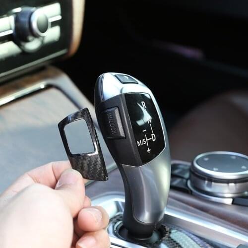 For BMW1 2 3 4 5 7 Series F20 F30 F10 Real Carbon Fiber Car Gearshift unlock button Cover sticker Cover Stickers Car Accessories