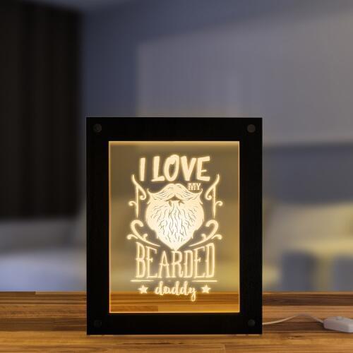 I Love My Bearded Daddy Decorative Lighting Wooden LED Night Light Display LED Lighting Decor Desk Frame For Kids