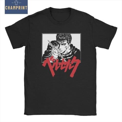 Guts Berserk Men T Shirt Anime Manga Funny Tees Short Sleeve Crewneck T-Shirts 100% Cotton Birthday Present Clothing