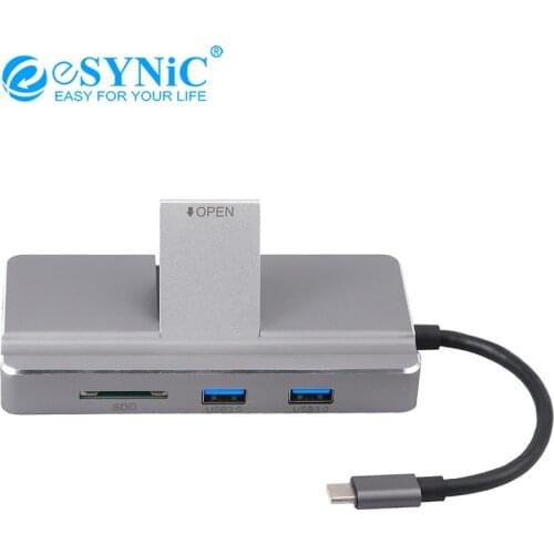 ESYNiC 8-In-1 Type C Hub With Ethernet Port 4K USB C To HDMI Portable SD/TF Card Reader For Mac Pro And Other Type C Laptops