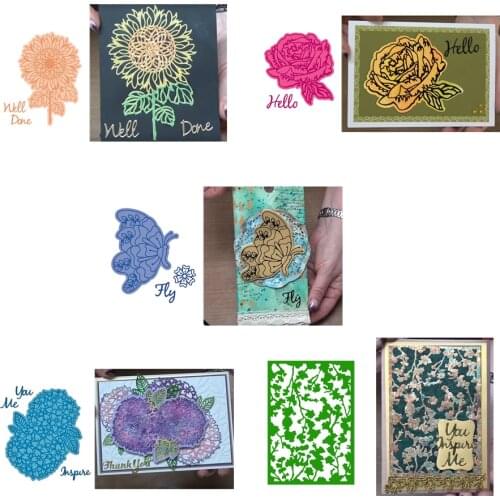 Beautiful Flowers Cute Butterfly Fancy Background Warm Words Metal Steel Cutting Dies For DIY Scrapbooking Album Paper Card 2020