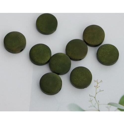 10 PCS 15mm Round Green Wooden Bead Connector Charms Diy Handmade Accessories For Jewelry Making