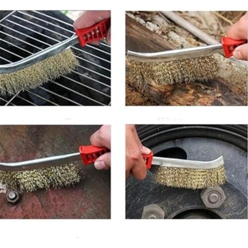 Multifunction Knife-shape Brush Stainless Steel Wire Copper Coating Cleaning Polishing Brush For Removing Rust Deburring