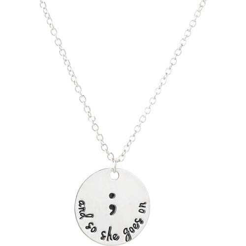 50pcs/lot Fashion Round Letter Necklace Semicolon Alphabet Necklace Jewelry Necklace Women Jewelry Gift for friends