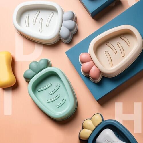Soap Dish Slotted Design with Drain Carrot-Shaped Soap Draining Tray for Shower