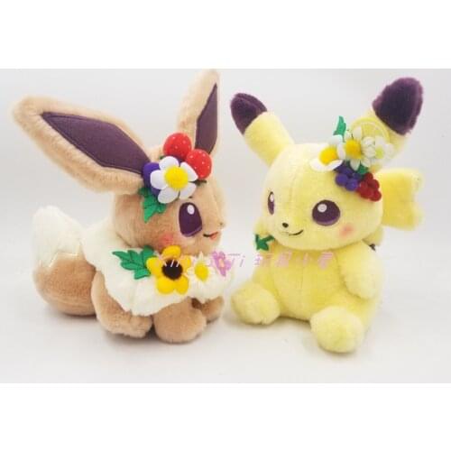 New Authentic Japan anime game Pikachu&Eievuis Easter Eevee Plush Doll Stuffed Toy Limited Plush Doll Toy Gift
