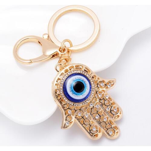 New keychain Fashion Rhinestone Hand eye Metal Key Chains Ring Holder Charm Crystal Palm Keyring Purse Pendant jewelry AZL721