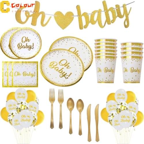 Oh Baby！ Tableware Decoration Gender reveal Baby Shower Party Decoration Birthday Party Decoration For Kids