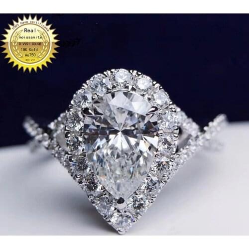 10K goldr ring 3ct D VVS moissanite ring Engagement&Wedding Jewellery