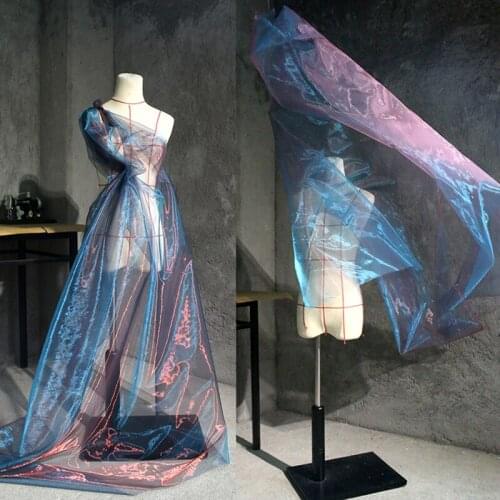 Organza Lace Fabric Gradient Laser Mesh For Dress Decoration 150cm Wide Handmade DIY Crafts Needlework Accessories 2021new