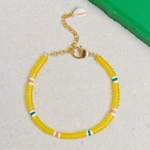 Oversized gold plated lobster clasp Cowrie shell Adjustable yellow blue glass and pony bead choker TULI NECKLACE women jewelry