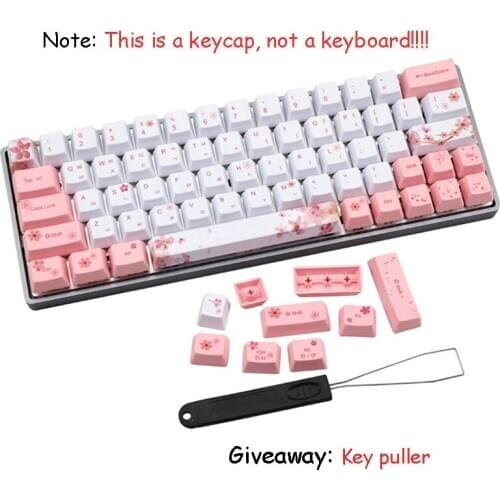 PBT 73 Keys/set OEM high keycaps GK64/DZ60/GH60 mechanical keyboard cap Korean Japanese Keycap Sakura Theme Sublimation Key Cap