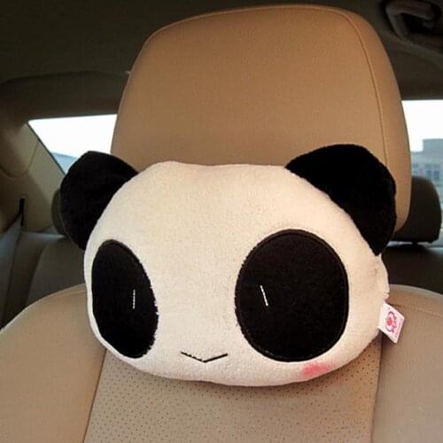 Cute panda cartoon pillow car headrest new car head cushion super cute interior accessories
