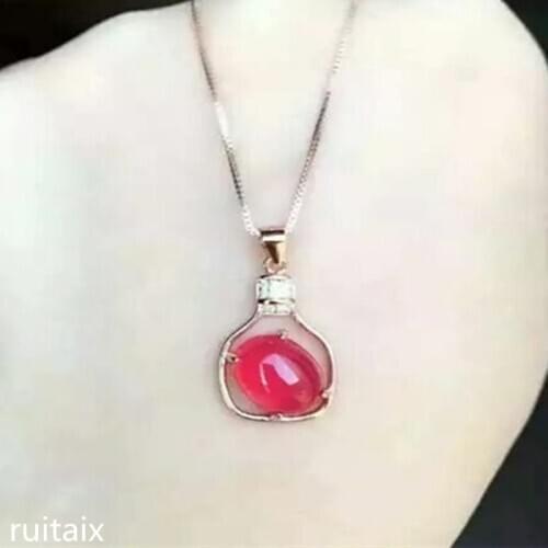 KJJEAXCMY boutique jewels S925 Pure silver natural ruby medulla pendant + necklace inlay curve wildflowers