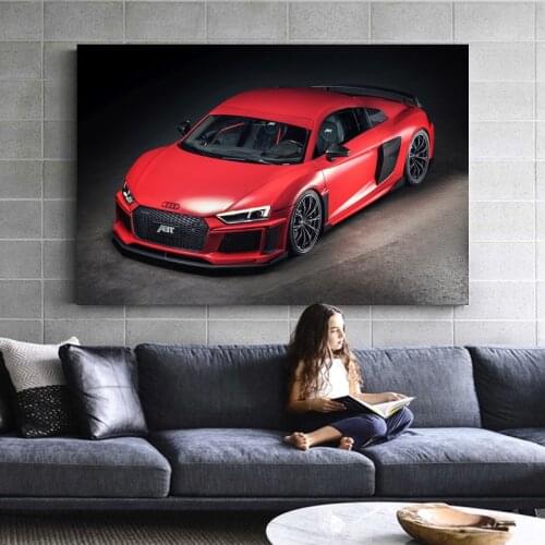 Sportscar Audiss R8 Red Supercar Vehicle Vehicle Posters and Prints Wall Art Canvas Paintings For Living Room Decor