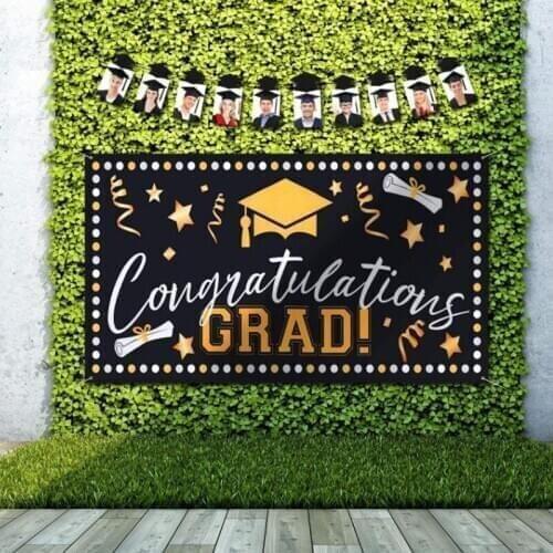 Party Photo Booth Props Congrats Grad Sign Banner Creative Graduation Party Wall Banner Photo Booth Accessories