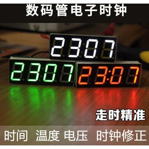 DIY Creative Clock Single Chip Microcomputer Clock Module Digital Tube Clock with Temperature Date Voltage Measurement