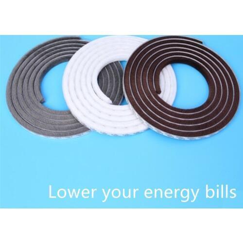 Self-adhesive Sealing Strip Felt Draught Excluder Wool Pile Seals Weatherstrip Door Window Brush Seal 9x9mm 20m Gray Brown White
