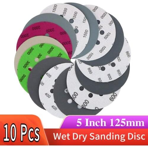 Sanding Discs 5 Inch 8 Hole Hook and Loop Sandpaper 125mm Wet Dry 60-10000 Grit Random Orbital Sander for Automotive Wood Metal