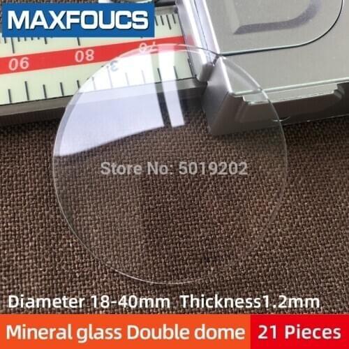 Table glass round smooth mineral glass Double dome thickness 1.2mm, diameter of 18 mm ~ 40mm,21pieces