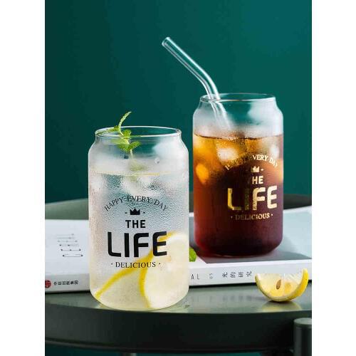 Canned Shape Wine Glass Drink Cups Whisky Glass Whiskey Mug Beer Glass Mug Drinking Glasses Transparent Elegant With Letters