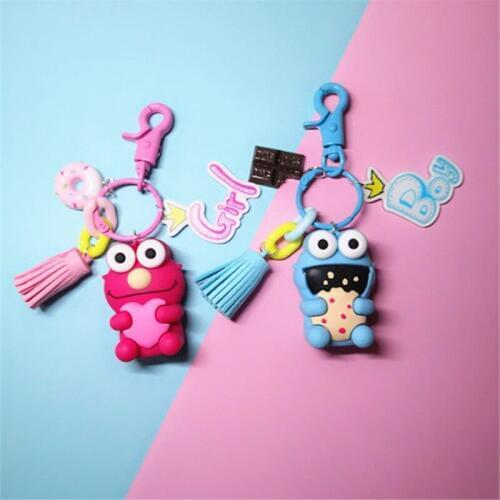 Sesame Street Keychain Women Cartoon Elmo Keychain Car Purse Bag Pendant Figure Toys Birthday Kids Gift