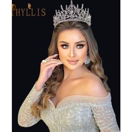 A101 Unique Crown for Bride Queen Bridal Wedding Silver Gold Tiaras Wedding Headpiece Bestie Designs Women Rhinestone Headwear