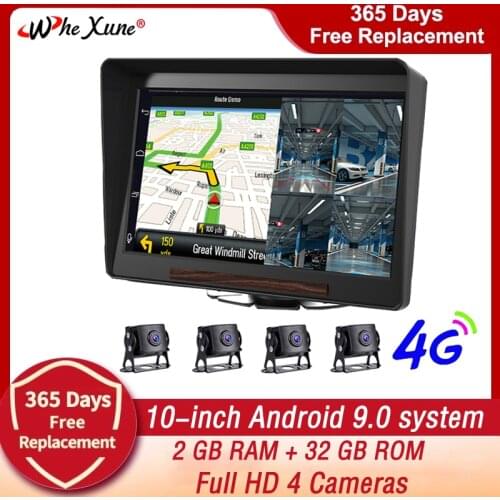 New 10 Inch 4G Android 9.0 Truck DVR Monitor WIFI Dash Camera Rearview Cam 4 Channel Video Recorder Vehicle For Car Bus Parking