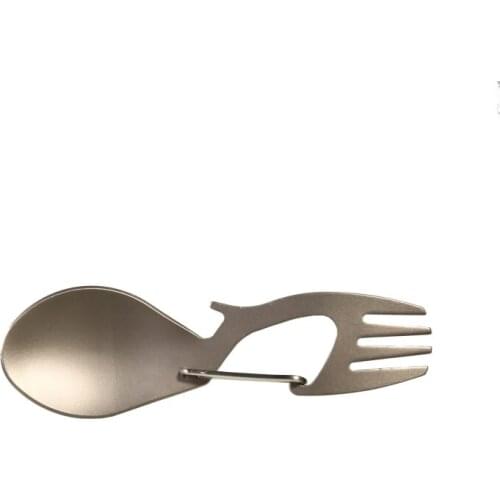 Titanium Construction Spork Multi-Function Spoon Fork Carabiner Bottle Opener Camping Picnic Tableware Multi-Tool