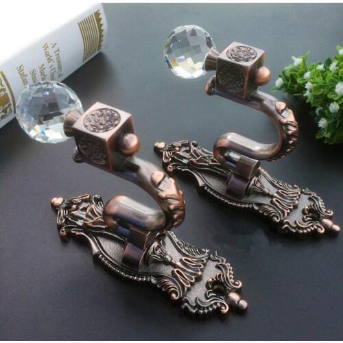 Vintage 1Pair Crystal Ball Curtain Hooks Wall Tiebacks Hanger Pothook Coat Hat Holder Curtain Accessories No Rust Home Decor