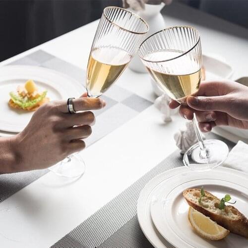 Cup vertical pattern vintage red wine glass golden champagne glass crystal glass sweet wine glass goblet