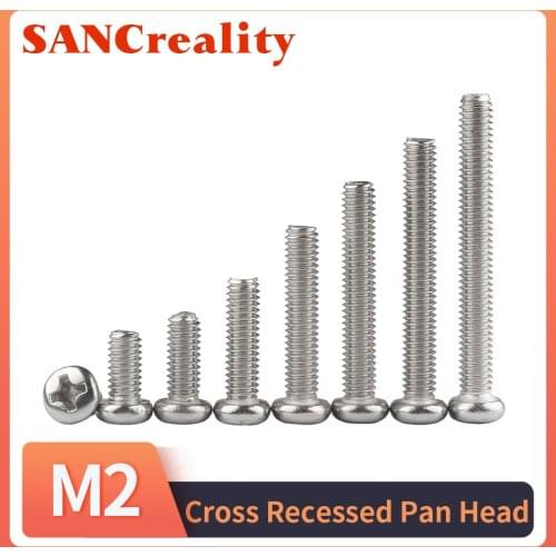 M1 M1.2 M1.4 M1.6 M2 M2.5 M3 M4 DIN7985 GB818 304 Stainless Steel Cross Recessed Pan Head Screws Phillips Screws