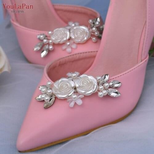 YouLaPan X25 Elegant Rhinestone Pearl Shoes Clips Flower Pattern Heels Shoe Accessories Women Bridal Shoe Accessories 2021