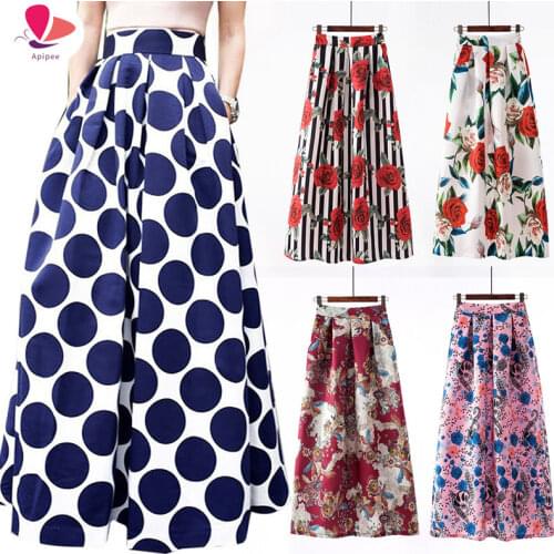 Floral Print Skirt Empire New BOHO Ladies Tulle Skirt Womens Jersey Gypsy Maxi Full Long Skirt Spring Autumn Plus Size 3XL