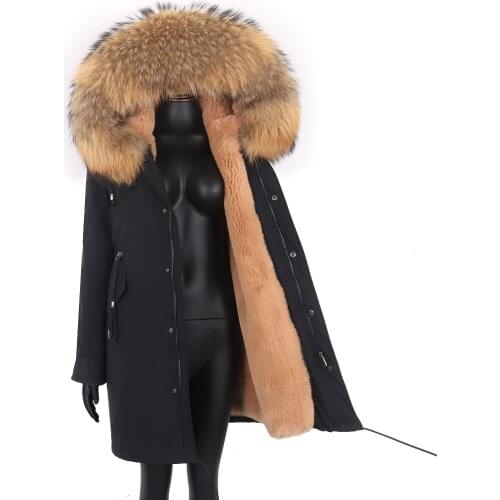 2021 New Women Warm Streetwear Long Parka Real Fur Coat Natural Fox Fur Collar Hood Outerwear Winter Jacket Waterproof