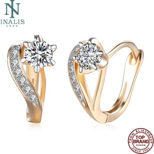 INALIS Clip Earrings Women Heart-Shaped With Cubic Zirconia Sweet And Romantic Earring Fashion Jewelry Gift New For Girlfriend