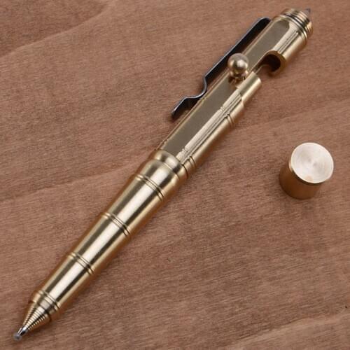 Solid Brass Gel Ink Pen Retro Bamboo Node Bolt Action Writing Tool Stationery