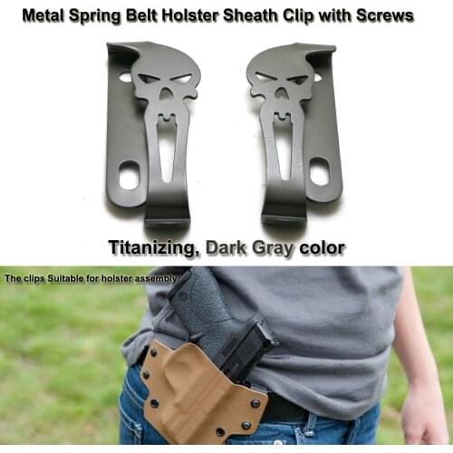 29mm *68mm Excellent quality Metal Spring Belt Holster Sheath Titanizing Dark Gray Clip kydex knife holster clips