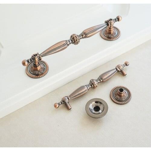 3.75" 5" Red Bronze Dresser Drawer Handles Retro Unique Door Pull Handle Kitchen Cabinet Handle Zinc Alloy Closet Knob 96 128mm